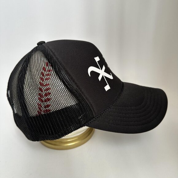 Old English Letter X Trucker Hat w/ Rope Otto Adjustable Snap Back Foam Mesh Cap - Picture 4 of 9